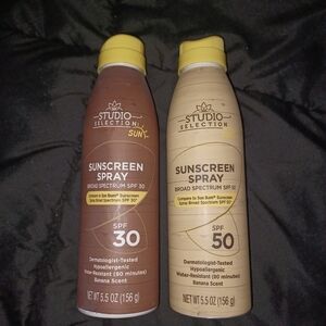 Studio Selections Sunscreen Spray SPF 30 and 50 Banana scent 5.5 oz.